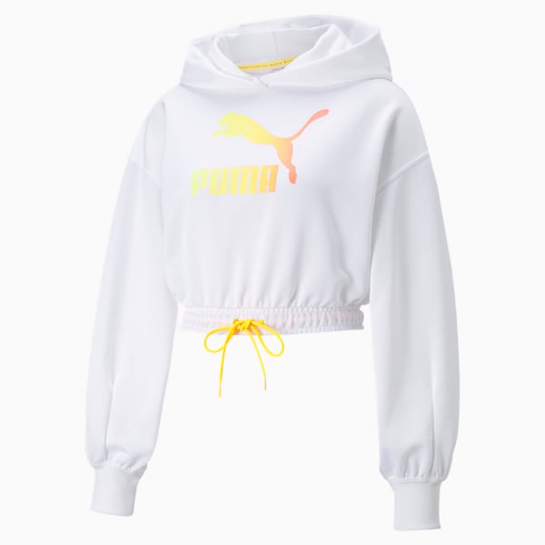 Summer Squeeze Cropped Women's Hoodie, Puma White, extralarge-IND
