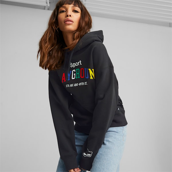 Uptown Graphic Unisex Relaxed Fit Hoodie, PUMA Black, extralarge-IND