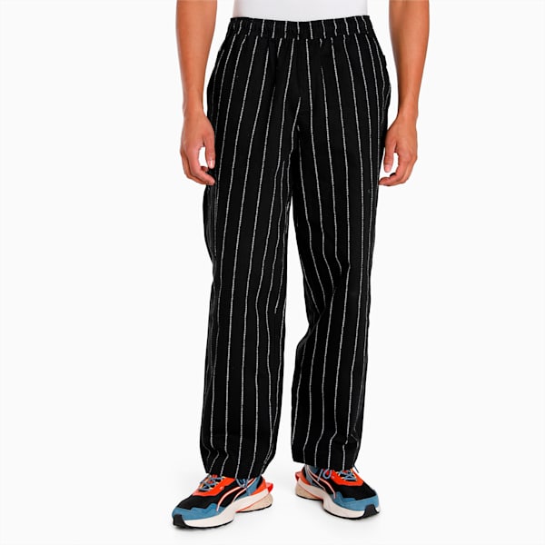 UPTOWN Stripe Unisex Wide-Leg Pants, PUMA Black, extralarge-IND