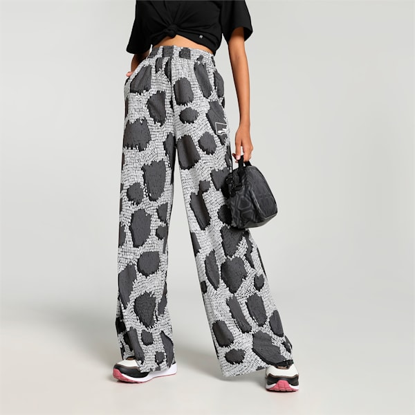 UPTOWN Graphic Women's Wide-Leg Pants, PUMA Black-AOP, extralarge-IND