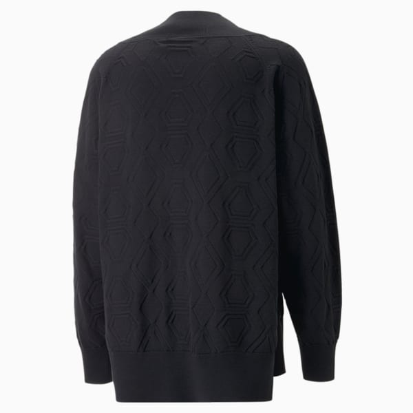 Luxe Sport Oversized V-neck Sweatshirt, PUMA Black, extralarge