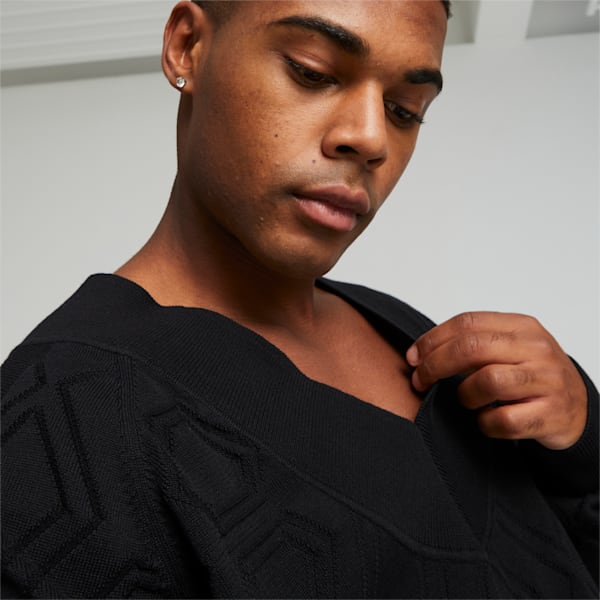LUXE SPORT Oversized V-neck Sweatshirt, PUMA Black, extralarge