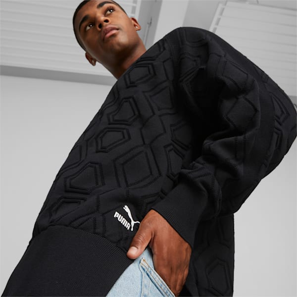 LUXE SPORT Oversized V-neck Sweatshirt, PUMA Black, extralarge