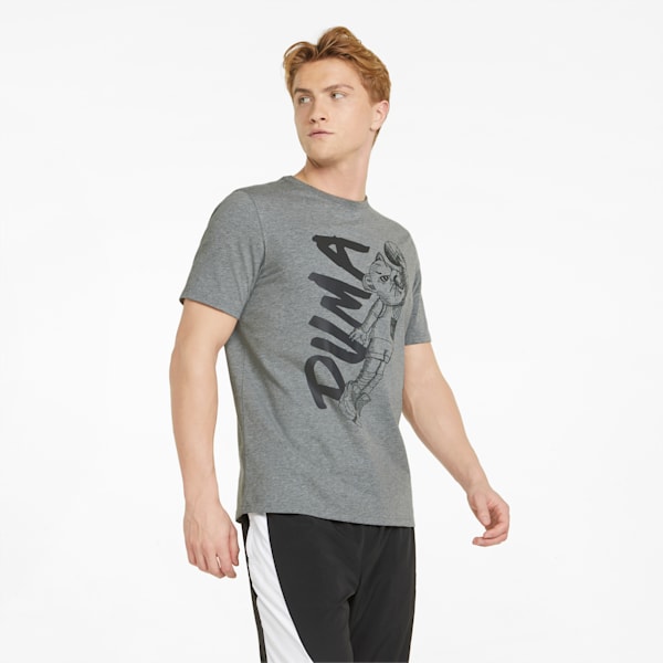 Dylan Short Sleeves Men's T-shirt, Medium Gray Heather-Puma Black, extralarge-IND