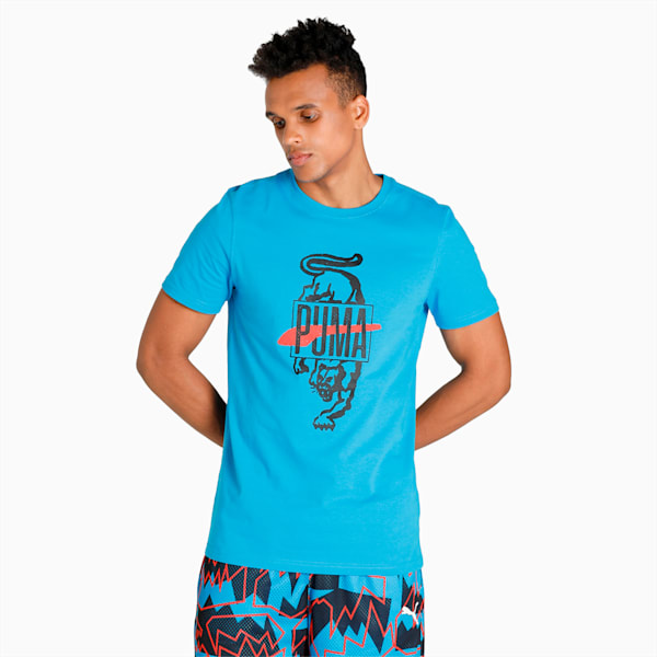 Qualifier Short Sleeve Men's T-shirt, Bleu Azur, extralarge-IND