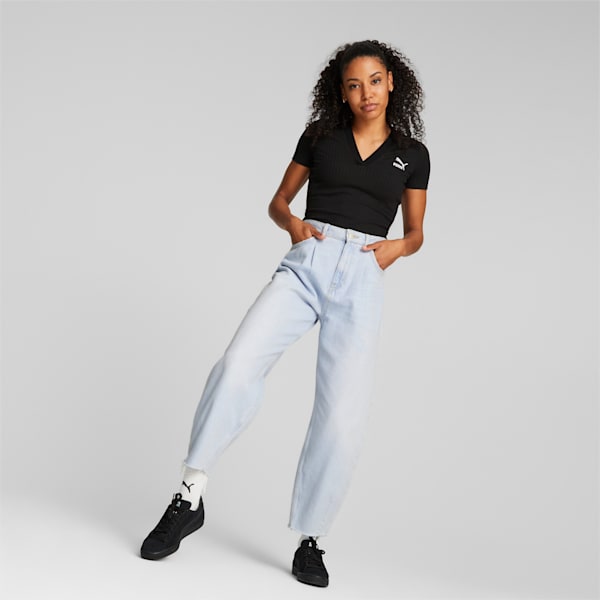 Classics Ribbed Women's Slim Fit T-Shirt, PUMA Black, extralarge-IND