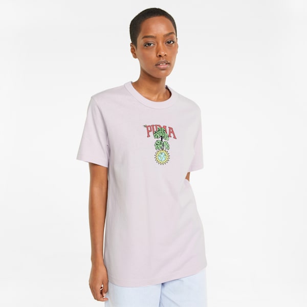 Downtown Graphic Women's Relaxed Fit T-Shirt, Lavender Fog, extralarge-IND