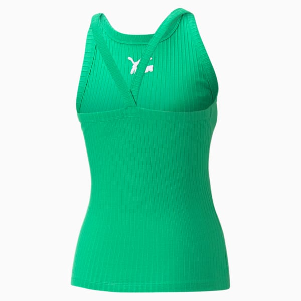 Camiseta sin mangas Classics con bordes acanalados para mujer, Grassy Green