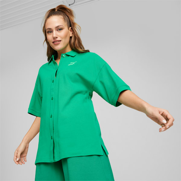CLASSICS Women's Oversized Shirt, Grassy Green, extralarge-IND
