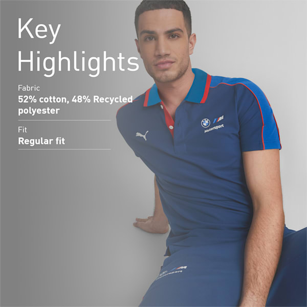 BMW M Motorsport Men's Polo T-shirt, Pro Blue-M Color, extralarge-IND