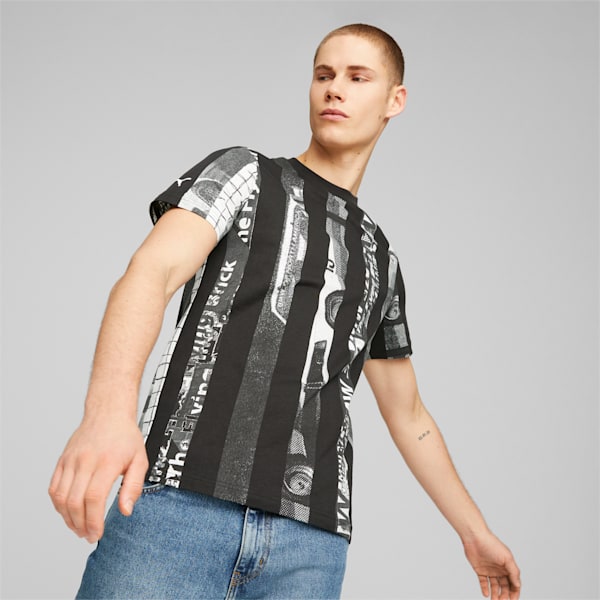 BMW M Motorsport Striped Tee Men, PUMA Black-AOP, extralarge