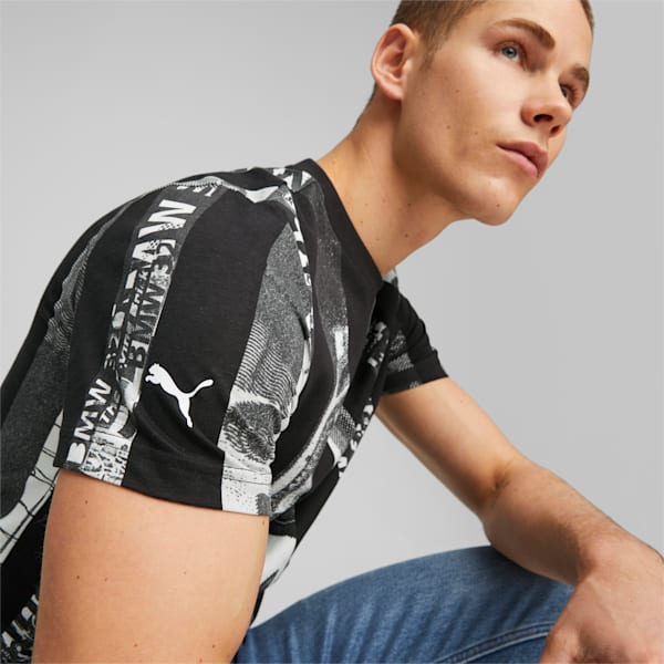 BMW M Motorsport Striped Men's T-Shirt, PUMA Black-AOP, extralarge-IND