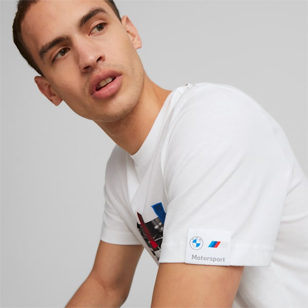 BMW M Motorsport Car Graphic Men's T-Shirt, PUMA White, extralarge-IND