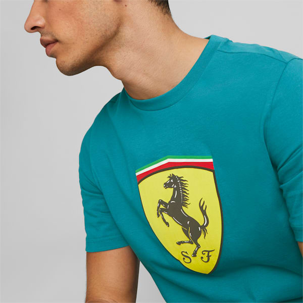 Ferrari Race Big Shield Men's Regular Fit T-Shirt, Green Lagoon, extralarge-IND