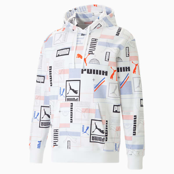 Classics Gen. Men's Regular Fit Hoodie, PUMA White-AOP, extralarge-IND