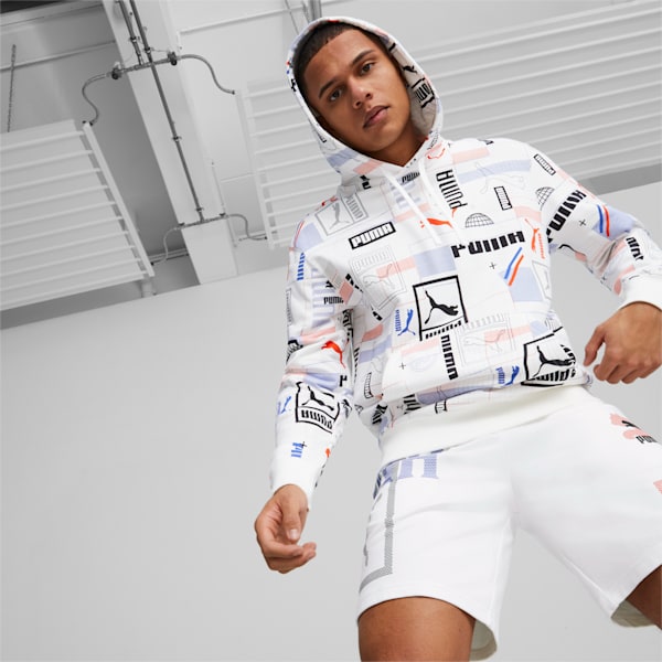 Classics Gen. Men's Regular Fit Hoodie, PUMA White-AOP, extralarge-IND
