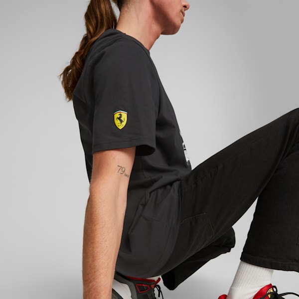 Ferrari Shield T-Shirt with Chest Stripe - Black (FP0111)