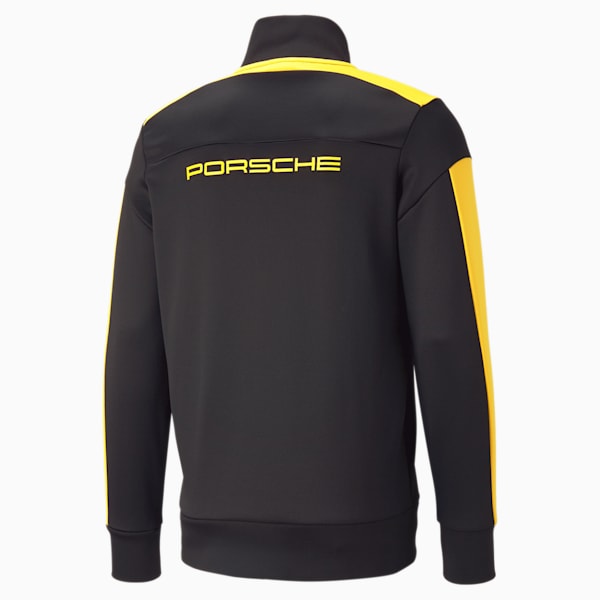 Porsche Legacy MT7 Men's Regular Fit Track Jacket, PUMA Black-Lemon Chrome, extralarge-IND