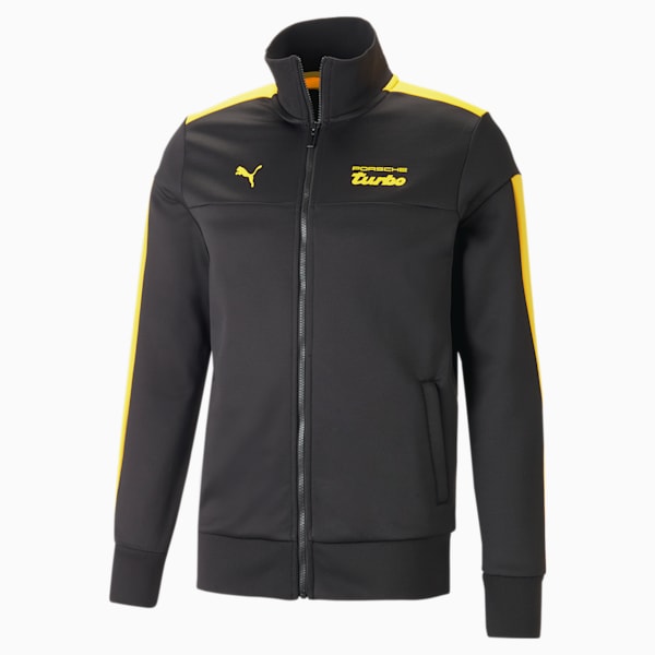 Porsche Legacy MT7 Men's Regular Fit Track Jacket, PUMA Black-Lemon Chrome, extralarge-IND