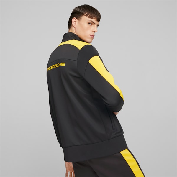 Porsche Legacy MT7 Men's Regular Fit Track Jacket, PUMA Black-Lemon Chrome, extralarge-IND