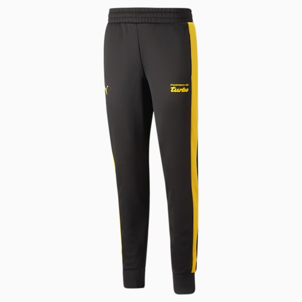 Porsche Legacy MT7 Men's Trackpants, PUMA Black-Lemon Chrome
