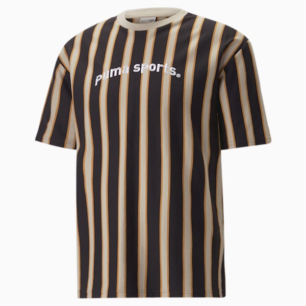 ユニセックス PUMA TEAM ストライプ 半袖 Tシャツ, PUMA Black, extralarge-AUS