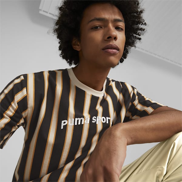 ユニセックス PUMA TEAM ストライプ 半袖 Tシャツ, PUMA Black, extralarge-AUS