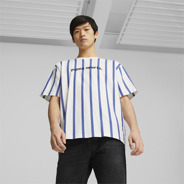 ユニセックス PUMA TEAM ストライプ 半袖 Tシャツ, PUMA White, extralarge-AUS