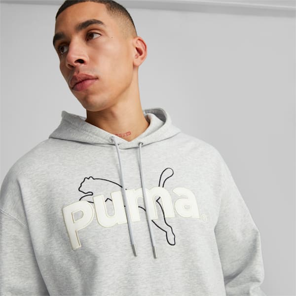 メンズ PUMA TEAM グラフィック フーディー, Light Gray Heather