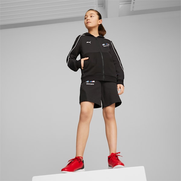 BMW M Motorsport Big Kids' Hooded Sweat Jacket, PUMA Black, extralarge