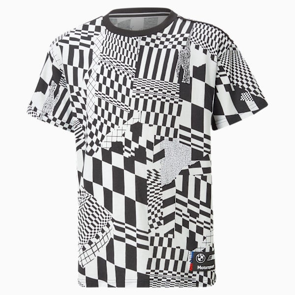 BMW M Motorsport Big Kids' Tee, PUMA White-AOP, extralarge