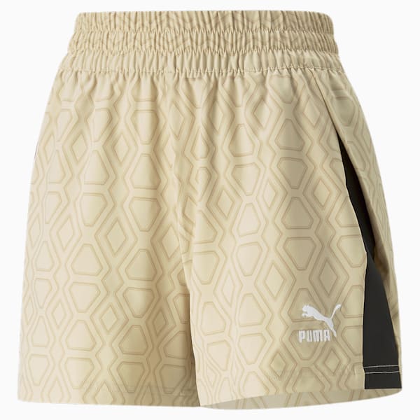 T7 Woven Women's Regular Fit Shorts, Light Sand, extralarge-AUS