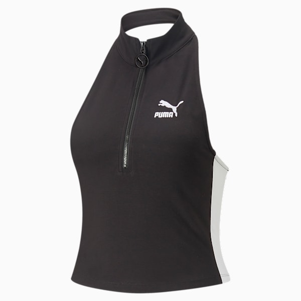 T7 Half-Zip Mock Neck Women's Slim Fit Slim Fit Top, PUMA Black, extralarge-IND