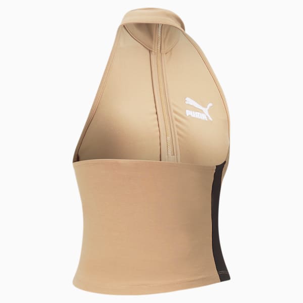 T7 Half-Zip Mock Neck Tee Women, Dusty Tan