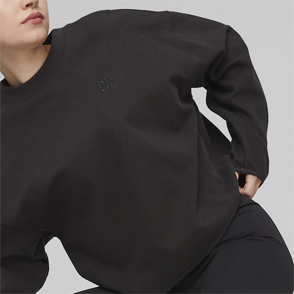 Infuse Mock Neck Women's Oversized Sweatshirt, PUMA Black, extralarge-AUS