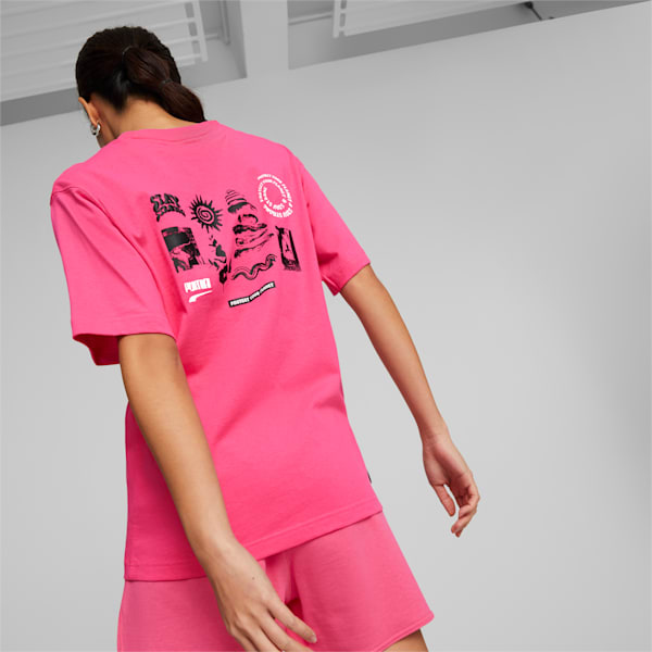 Downtown Relaxed Graphic Tee Women, Glowing Pink, extralarge