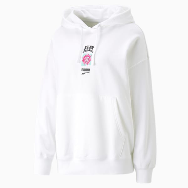 Sudadera gráfica con  gorra Downtown para mujer, PUMA White, extralarge