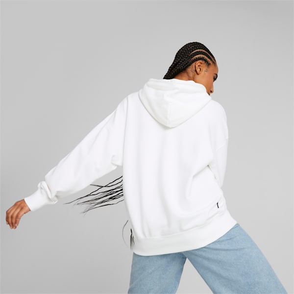 Sudadera gráfica con  gorra Downtown para mujer, PUMA White, extralarge