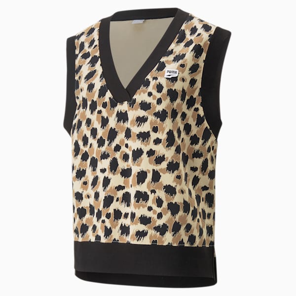 Downtown Women's Printed Vest, Granola-AOP, extralarge
