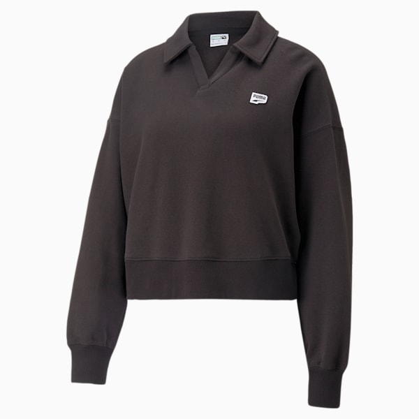 Downtown Oversized Polo Sweatshirt Women, PUMA Black