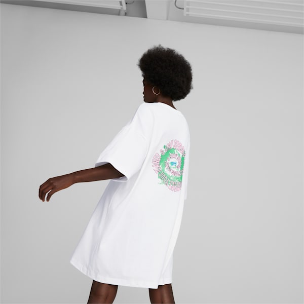 Vestido estilo camiseta estampada Downtown para mujer, PUMA White, extralarge