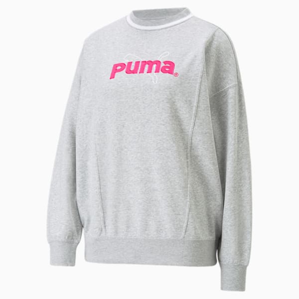 ウィメンズ PUMA TEAM モックネック スウェットシャツ, Light Gray Heather, extralarge-JPN