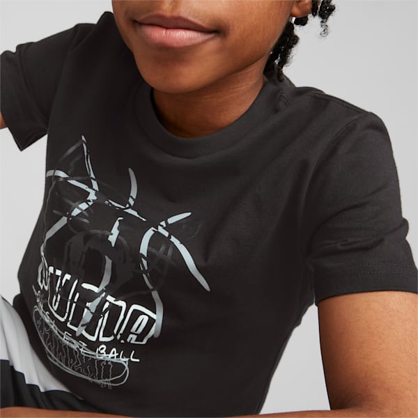 Camiseta de básquetbol Scribble Dribble para niños grandes, PUMA Black