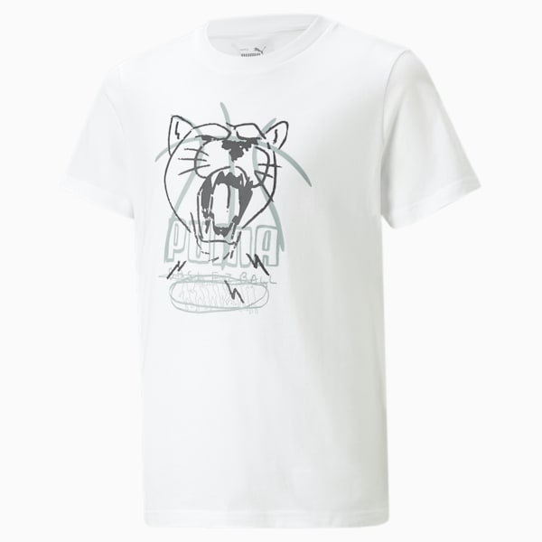 Scribble Dribble Big Kids' Basketball Tee, PUMA White