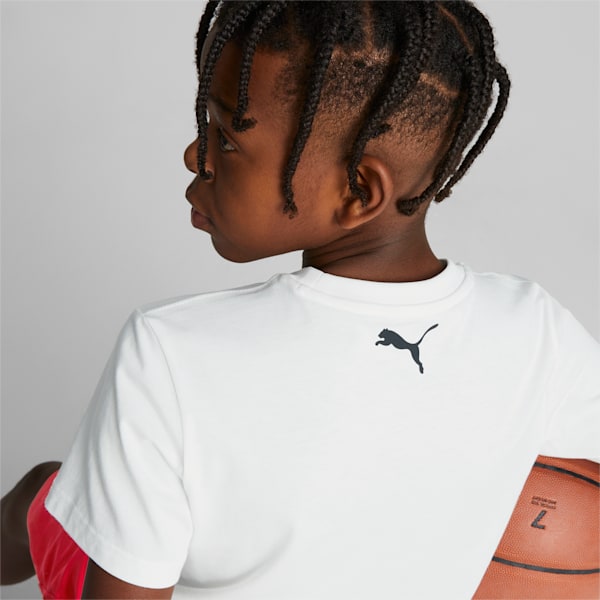 Camiseta de básquetbol Scribble Dribble para niños grandes, PUMA White