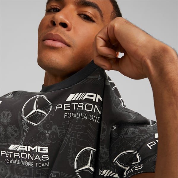 Mercedes AMG Petronas F1 All Over Print Men's Regular Fit T-Shirt, PUMA Black, extralarge-IND