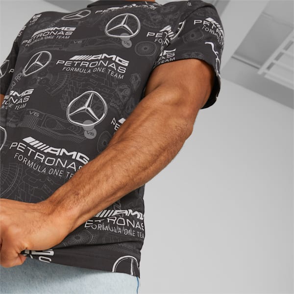 Mercedes AMG Petronas F1 All Over Print Men's Regular Fit T-Shirt, PUMA Black, extralarge-IND
