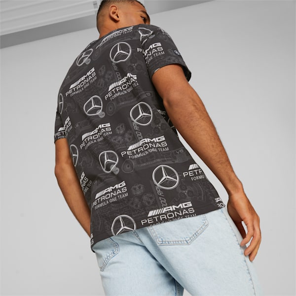 Mercedes AMG Petronas F1 All Over Print Men's T-Shirt, PUMA Black
