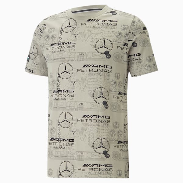 Mercedes AMG Petronas F1 All Over Print Men's Regular Fit T-Shirt, Birch Tree, extralarge-IND