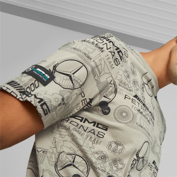 Mercedes AMG Petronas F1 All Over Print Men's Regular Fit T-Shirt, Birch Tree, extralarge-IND